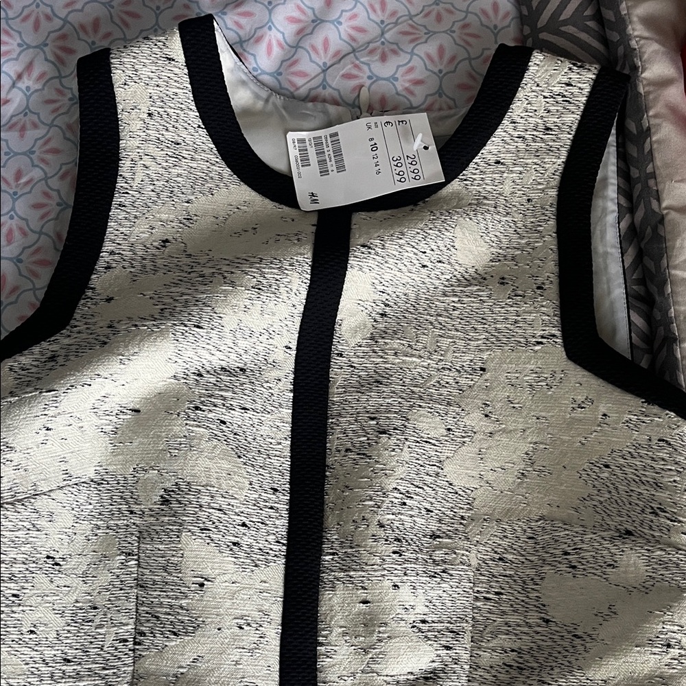H&M Black and Cream Midi Dress